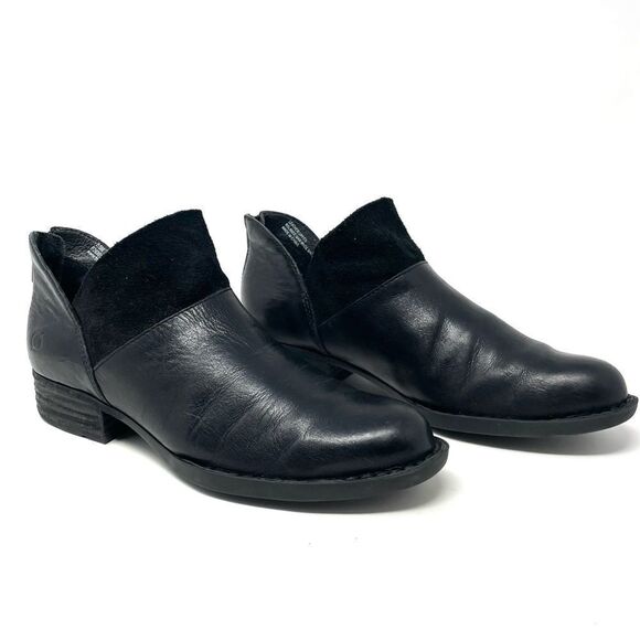 BORN kerri black distressed leather ankle boots size 7.5 - Picture 3 of 10